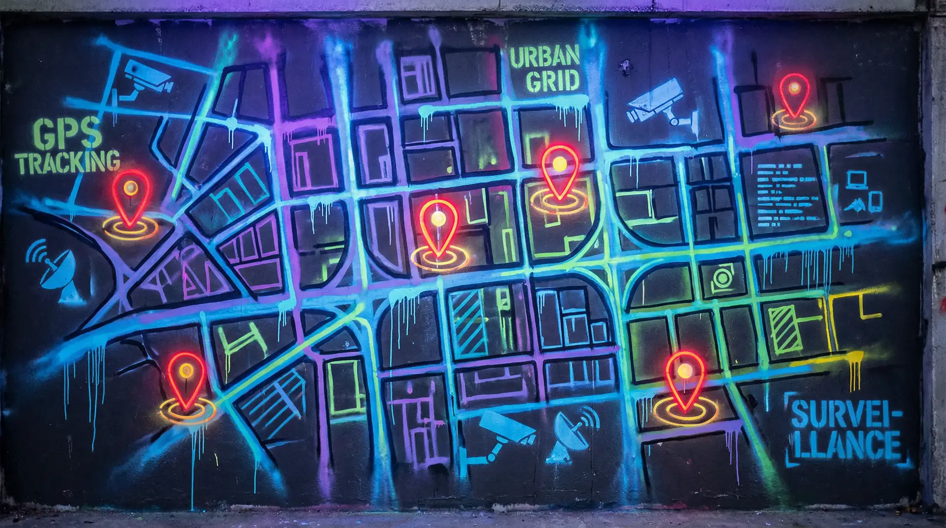 校花的秘密 狗仔追踪地图 - 城市涂鸦风格